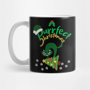 Purrfect Christmas Green Cat Mug